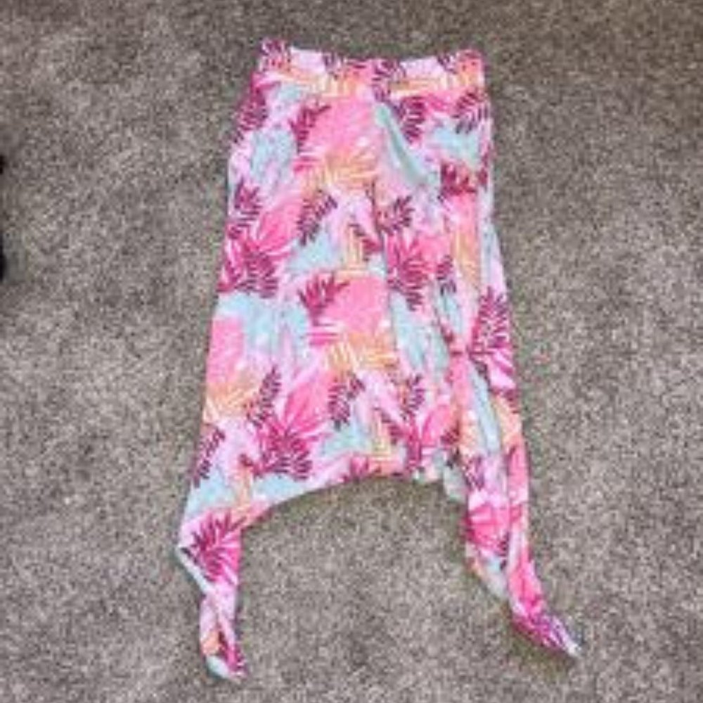 Neon Leaf Print Long Skirt